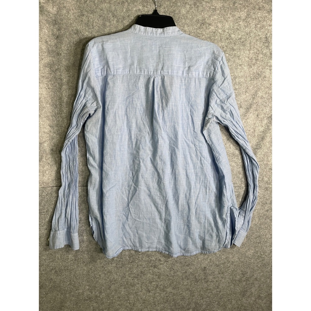 Gap Womens Blue Pintuck Pleated Linen Blend Band Collar Blouse Top Small - Picture 6 of 6